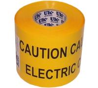 High-visibility cable marker tape - CAUTION ELECTRIC CABLE BELOW - underground warning tape to highlight buried hazards - long length 250M roll