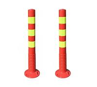 High Visibility Car Parking Barriers - Red Driveway Bollards, Reflective Safety Posts for Garage & Commercial Use, Flexible Caution Cones (2 Pack) - Enhanced Security & P