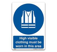 High visibility clothing must be worn in this area Sign - A5 Self-adhesive Vinyl Sticker - Mandatory Safety Information
