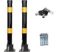 High Visibility Foldable Parking Guardrails - 2X Durable Reflective Security Posts with Yellow & Red Warning Columns - Essential Bollard Barriers for Safe Parking Solutions