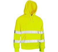 HIGH Visibility Hooded Jacket HI VIZ VIS Sweatshirt Fleece Security Jacket Zip Reflective Band Hoodies Safety Work WEAR Jumper Hoody TOP Pullover (Yellow, XLarge)