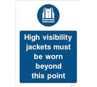 High Visibility Jackets Must Be Worn Beyond This Point - Mandatory Personal Protective Equipment Signage - Durable, High-Visibility UK Compliance Sign (A3 400x300mm Rigid PVC)