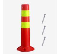 High Visibility PU Elastic Column Barricade - Flexible Parking Bollards for Driveways and Security Posts(Red,Tall/17.7in)