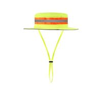 High Visibility Reflective Bucket Hat Mesh Cooling Ranger Cap Breathable Sun Protection Work Cap Wide Brim Fishing Hat (UK, Alpha, One Size, Green)