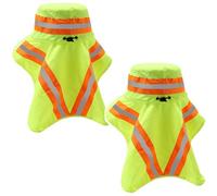 High Visibility Reflective Safety Hats Sun Protection Wide Brim Neck Flap Women, A-2pcs Neon Yellow, One Size