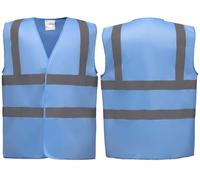 High Visibility Reflective Safety Vest - Premium Hi Vis Waistcoat with Fastening, 14 Colours, Lightweight Workwear for Construction, Security & Cycling (Sky Blue, 2XL)