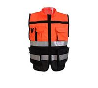 High Visibility Reflective Vests Hi Viz High Vis Visibility Vests, 2 Band Reflective Security Work Contractor Safety Vest Waistcoat Jacket, Outdoor Work Vest Size L-3XL (1 Pack, Orange, L)