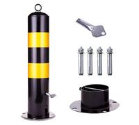 High Visibility Removable Steel Parking Bollard with Lock - 55cm Outdoor Traffic Control Barrier for Secure Parking Solutions (1pc)