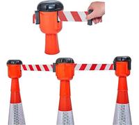 High Visibility Retractable Traffic Cone Caution Tape - 10m Red Safety Belt for Emergency Warning, Ideal for Roadside, Event Use & Cone-Mountable Solutions