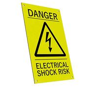 High Visibility Rigid Engraved Yellow and Black Danger of Electrical Shock Safety Sign