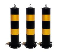 High Visibility Safety Bollards - Removable Parking Barrier Posts with Embedment Sleeve, Anchor Bolts & Padlock - Yellow 3pcs, 19.7x4.3in for Effective Traffic Control