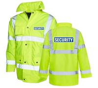 High-Visibility Security Jacket - Yellow M - Hi-Vis Road Safety Gear - Orange Yellow Bomber Workwear - Adults Reflective Night Guard Vests - Printed Company