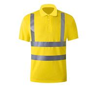 High Visibility Shirts Men Women Unisex Quick Dry Safety T-Shirts with 4 Reflective Strips Short Sleeve Mesh Hi Vis Construction Work Polo Shirt Tops Yellow