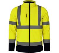 High Visibility Softshell Safety Jacket for Men - Lightweight Reflective Work Coat with Secure Pockets - Durable Hi-Vis for Construction, Warehouse & Outdoor Jobs (S-4XL)