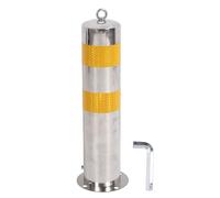 High-Visibility Stainless Steel Parking Control Barrier with Reflective Yellow Strip Durable Driveway and Sidewalk Safety Dissuader Ideal for Traffic Management