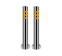 High Visibility Stainless Steel Safety Bollard Posts - 2 Pack, 23.6" Anti-Collision Security Posts with Reflective Tape, Weather-Resistant for Outdoor Parking