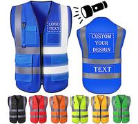 High Visibility Vest Custom Logo Text for Men Personalised Safety Vest Hi Vis Viz Workwear with Reflective Strip 5 Pockets