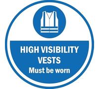 High visibility vests must be worn floor sticker - Self adhesive floor graphic (200mm x 200mm)