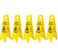 High-Visibility Yellow Wet Floor Sign - A Frame Caution Wet Warning Sign (Pack of 5)