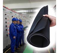 High Voltage Electrical Safety Rubber Mat, 5 mm Thick Anti-Slip Floor Matting Shock Absorption, Dielectric Mat for Distribution Room Substation