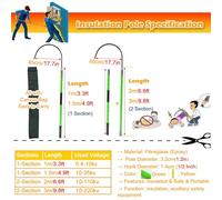 High Voltage Insulated Rescue Hook for Electricians - Fire Safety Tool with Canvas Bag, 33/49/66/98 Ft Length Options, Anti-Electrocution, Emergency Rescue Equipment