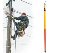 High Voltage Insulated Rescue Hook with Telescopic Fiberglass Operating Poles, Multi-Angle Adjustable Hookhead for Electricians and Linemen Safety