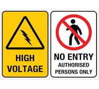 High Voltage No Entry Authorised Persons Only 12X8 Inch Aluminum Uv Ink Printed For House And Business