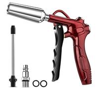 High Volume Air Blow Gun with Powerful Flow Nozzle, Retro Red Air Nozzle Blower Gun with 4.9" Stainless Steel Extension & 1/4'' Standard Quick Plug, Pneumatic Tool for Air Compressor Accessories