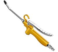 High Volume Industrial Air Blow Gun with Rubber Guard Air Flow Nozzle, Professional Gold Paint Metal Air Blower Gun, Pneumatic Dust Cleaning Tool for Air Compressor Accessories