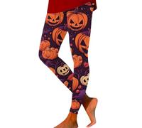 High Waist 4 Way Stretch Yoga High Waisted Legging Halloween Leggings for Women Soft Halloween Pumpkin Head Stripes Print Legging Slim Yoga Fitness Running Slim Fit Elastic Opaque Yoga (Purple, M)
