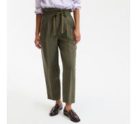 High Waist Carrot Trousers Khaki Green
