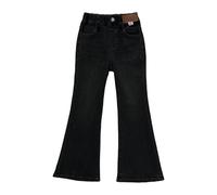 High Waist Flare Jeans for Girls Streetwear Baggy Elastic Stretchy Pants Girls Kids Spring Trendy Denim Distressed Black Baggy Jeans for Teens Pajama Jeans for Girls(Black, 11-12 Years)