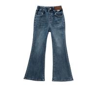 High Waist Flare Jeans for Girls Streetwear Baggy Elastic Stretchy Pants Girls Kids Spring Trendy Denim Distressed Black Jeans for Girls Ripped Hydraulic Jeans 11 12(Blue, 13-14 Years)