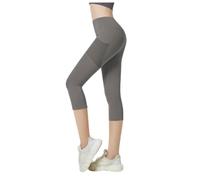 High-Waist Hip Lift Casual Yoga Capri Pants for Women,Fitness Running Workout Athletic Capri Leggings, grey, Large