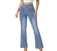 High Waist Jeans Women Straight Leg Jean Ladies Stretchy Denim Pant Slim Fit Boyfriend Casual Denims Jegger Marbling Wash Craft for Womens UK Sizes