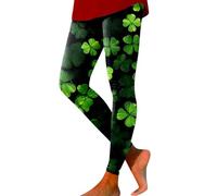 High Waist Leggings For Women St Paddys Day Sports Trousers St Patrick’S Day Running Gym Leggings Slim Fit Workout Trouser Irish Shamrock Print Tights Tummy Control Green Clover Compression Yoga Pants