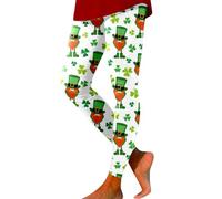 High Waist Leggings For Women St Paddys Day Sports Trousers St Patrick’S Day Running Gym Leggings Slim Fit Workout Trouser Irish Shamrock Print Tights Tummy Control Green Clover Compression Yoga Pants