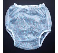 High Waist Medical Incontinence Pull-on Plastic Pants PVC Pants for Adult Low Noise Soft and Comfortable Adult Diaper Cover Leakproof Protection Underwear,L,Blue
