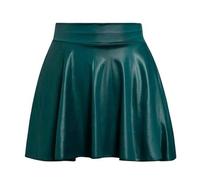 High Waist Pleated Solid Color Short Skirt Loose Metallic Skater Skirt Glitter Shiny Flared Pleated A-Line Mini Skort, sky blue, L