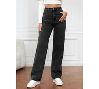 High Waist Straight Jeans- Black Everyday The Label Black M