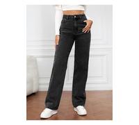 High Waist Straight Jeans- Black Everyday The Label Black S