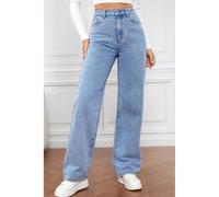 High Waist Straight Jeans- Light Blue Everyday The Label Blue M