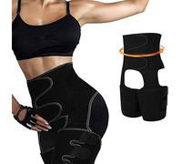 High Waist Trimmers, 3-in-1 Waist and Thigh Shaper Butt Lifter Waist Trainer Thigh Trimmer Belt, Elastic Shapewear Slimming Body Shaper Belt for Men Women Weight Loss Sport Fitness Workout (Black, XL)