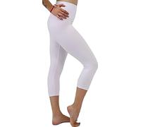 High Waist Womens Leggings - 4 Way Stretch Yoga Pants Workout Leggings - Ankle Length Jeggings for Women, No See-Through Tummy Control Soft Squat Proof Leggings (S-M, White Capri)