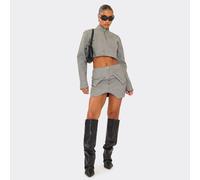 High Waist Zip Front Cargo Pocket Mini Skirt In Acid Wash Grey, Women's Size UK 6