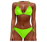 High Waisted 40dd Bikini Sets, V Neck Breathable Beachwear, Halter Vintage Womens Sexy Halter Twist Bandeau Swimwear Bikini Set Warehouse Deals Clearance Office Work Green