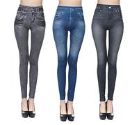 High Waisted Ankle Length Thick Leggings for Women Slim Fit Stretchy Pencil Pants Imitation Jeans Printed Leggings Soft Elastic Tummy Control Skinny Trousers for Ladies Girls,M