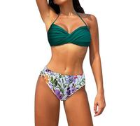 High Waisted Bikini Set Bravissimo, 2 Piece Swimwear Sets, Removable Shoulder Straps Women's Bikini Set Sexy Lace up Triangle Bikini Valentine's Day Gift Trendy