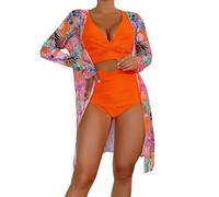 High Waisted Bikini Set Modest, Tummy Control Women's Bikini Sets, Cross Front Women's Bikini Swimsuit Triangle String Halter Bathing Suits January Sales UK Travel Essentials Women Orange