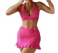 High Waisted Bikini Set Padded, Tummy Control Swimsuits for Women, Crisscross Front Women Wrap Bikini Set Push up 2 Piece Swimsuits Plus Size Swimwear Boxing Day Sale Exploring Hot Pink